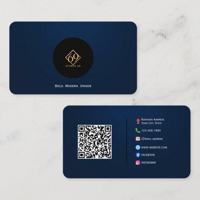 Modern Anpassningsbar QR-Affärskort med Logotyp Visitkort (Fram/baksida)