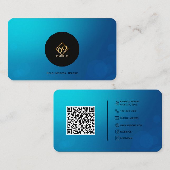 Modern Anpassningsbar QR-Affärskort med Logotyp Visitkort (Fram/baksida)