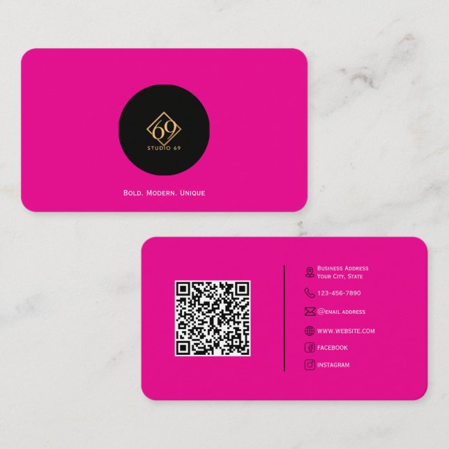 Modern Anpassningsbar QR-Affärskort med Logotyp Visitkort (Fram/baksida)