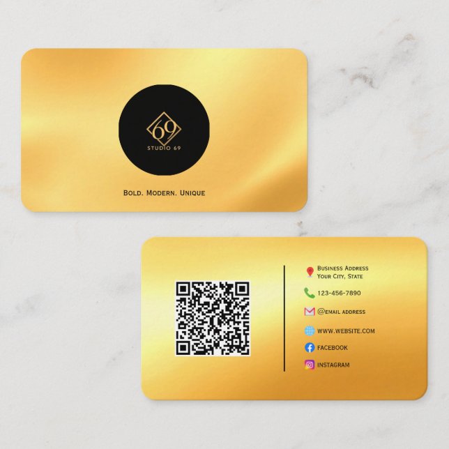 Modern Anpassningsbar QR-Affärskort med Logotyp Visitkort (Fram/baksida)