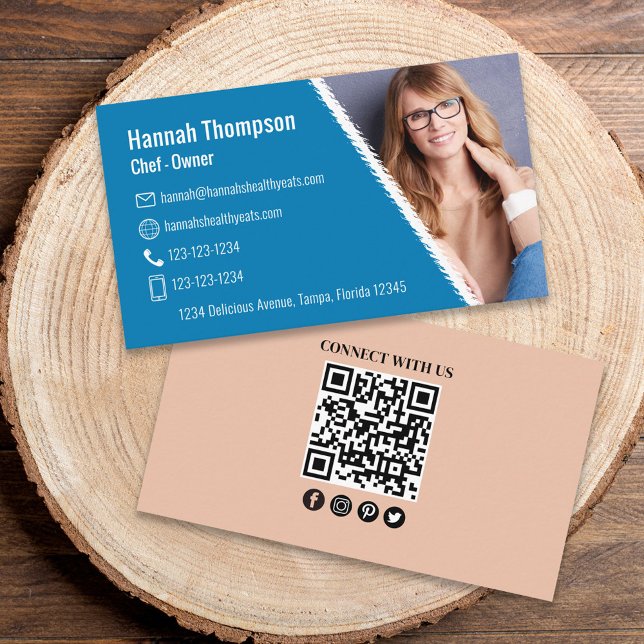 Modern Anpassningsbar QR-kodfoto | Anslut med oss Visitkort (Skapare uppladdad)