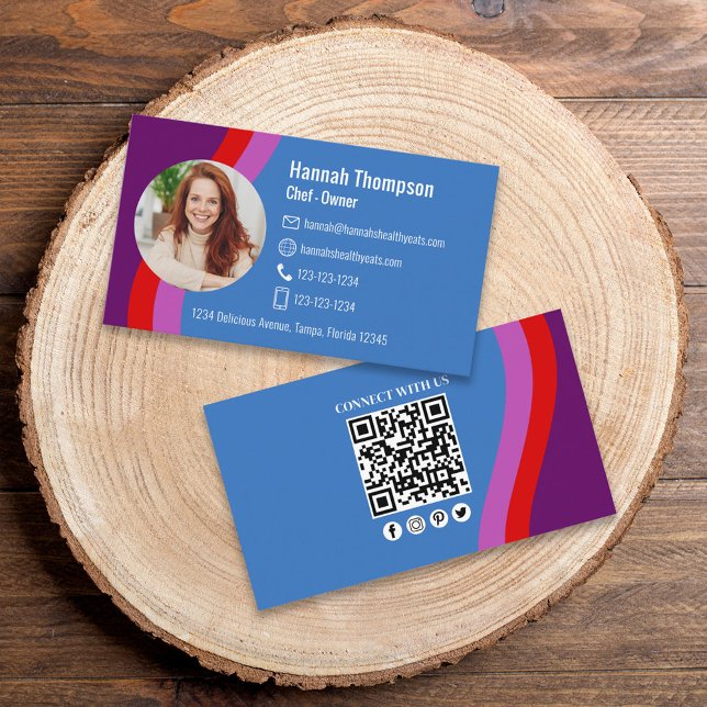 Modern Anpassningsbar QR-kodfoto | Anslut med oss Visitkort (Skapare uppladdad)