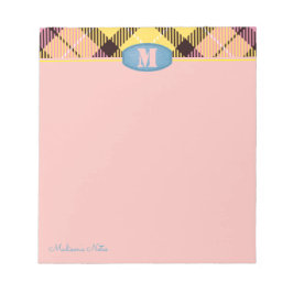 Modern Anpassningsbar Script Monogram Tartan Jeans Anteckningsblock