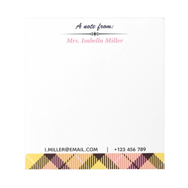 Modern Anpassningsbar Script Namn Email Tel Play T Anteckningsblock (Framsida)