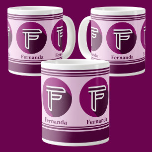 Modern Anpassningsbar Snyggt Namn Monogram Brev (F Jumbo Mugg