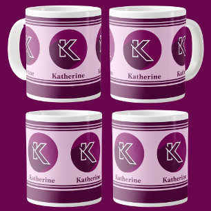Modern Anpassningsbar Snyggt Namn Monogram Brev (K Jumbo Mugg