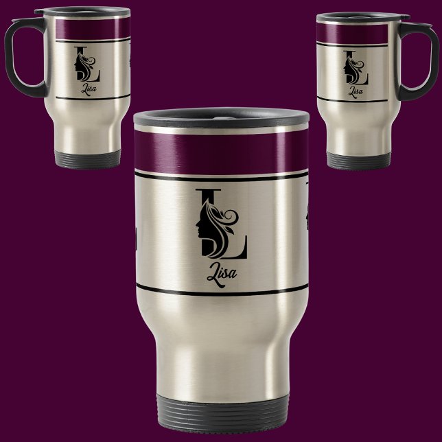 Modern Anpassningsbar Snyggt Namn Monogram Brev (L Resemugg (Skapare uppladdad)