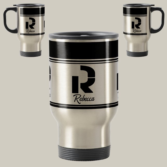 Modern Anpassningsbar Snyggt Namn Monogram Resemugg (Skapare uppladdad)