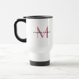 Modern Anpassningsbar Snyggt Rosa Namn Monogram Resemugg