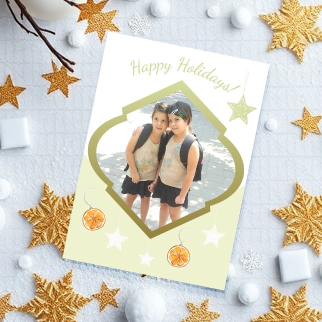 Modern Anpassningsbar Stars och Orangens vattenfär Julkort (Skapare uppladdad)