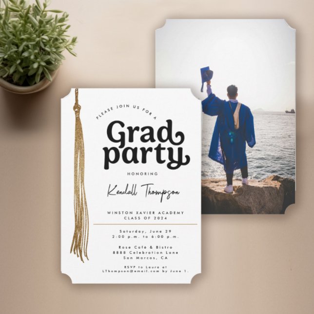 Modern Anpassningsbar-Studentfest Inbjudningar (Custom photo grad party invitation template)