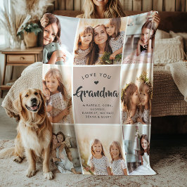 Modern ANPASSNINGSBAR TEXT-familj Grandma Photo Co Fleecefilt