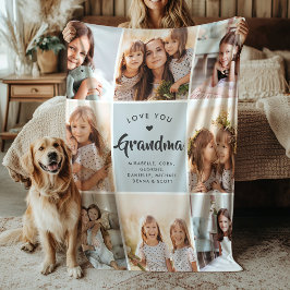 Modern ANPASSNINGSBAR TEXT-familj Grandma Photo Co Fleecefilt
