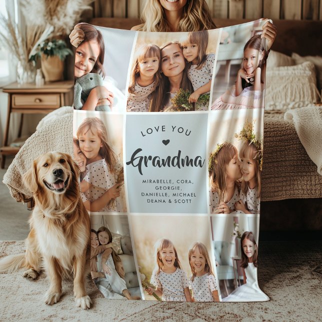 Modern ANPASSNINGSBAR TEXT-familj Grandma Photo Co Fleecefilt (Skapare uppladdad)