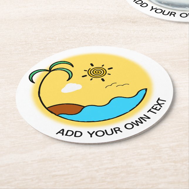 Modern Anpassningsbar Text för sommarklocka Underlägg Papper Rund (Vinklad)