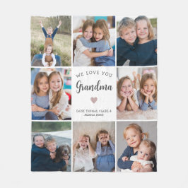 Modern Anpassningsbar Text Grandma 8-Photo Collage Fleecefilt
