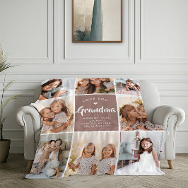 Modern ANPASSNINGSBAR TEXT Grandma Family Photo Co Fleecefilt