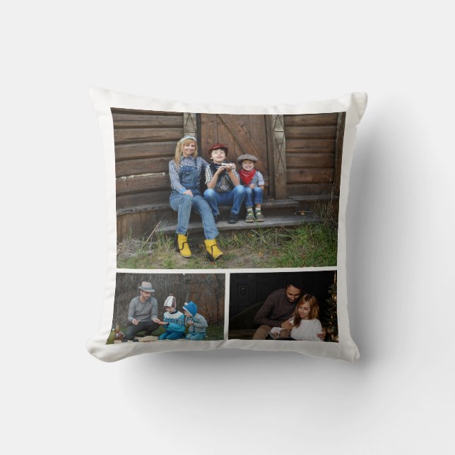 Modern Anpassningsbar, tre familjens fotosamling Kudde (Framsida)