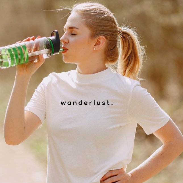 Modern Anpassningsbar Wanderlaglats Text Black T Shirt (Modern Custom text wonderlust t-shirt)