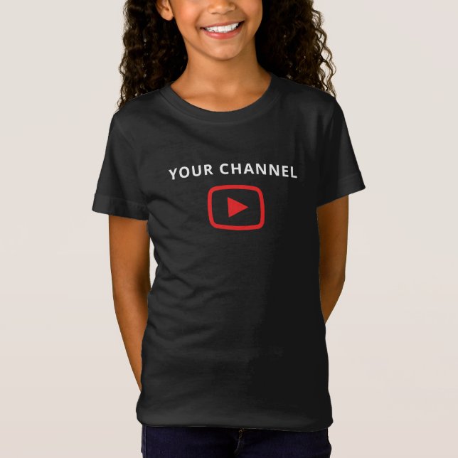 Modern Anpassningsbar YouTube Channel Black Jersey T Shirt (Framsida)