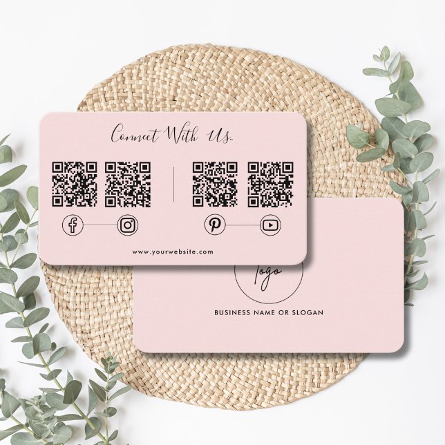 Modern anslutning med USA QR Code Social Media Ros Visitkort (Skapare uppladdad)