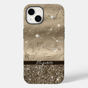 Modern Antique Guld Faux Glitter Monogram Fodral