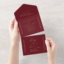 Modern Antique Guld | Mörk Red Minimalist Bröllop