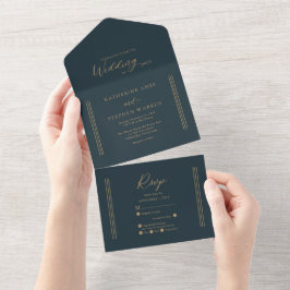Modern Antique Guld | Mörk Teal Minimalist Bröllop