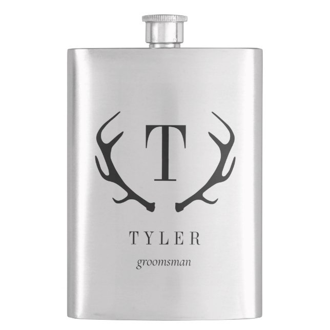 Modern Antler Personlig Brudens sida Gift Fickplunta (Framsidan)