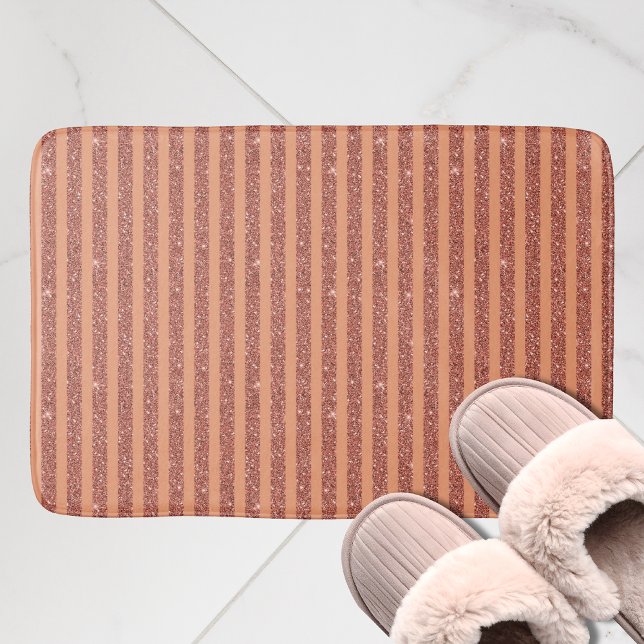 Modern apelsin mango glitter stil vertikala ränder badrumsmatta (Skapare uppladdad)