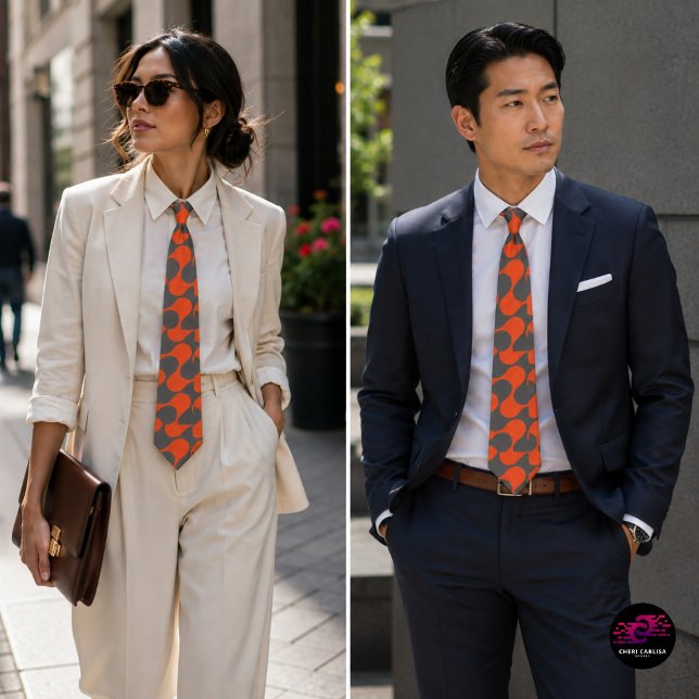 Modern apelsin- och grå abstrakt geometrisk mönste slips (One tie. Two ways to own it. 🧡)