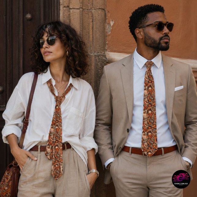 Modern apelsin-orange abstrakt mönster slips (Same tie. Different rules. 🧡)