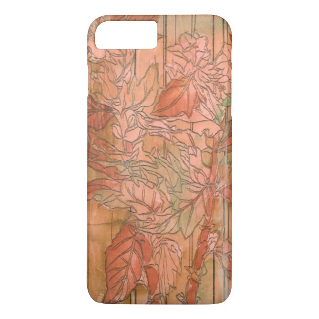 Modern apelsinblommig tryck på randig bakgrund Case-Mate iPhone skal (Baksida)