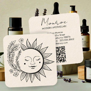 Modern Apothecary Sun Floral Boho Elegant QR-kod Fyrkantigt Visitkort