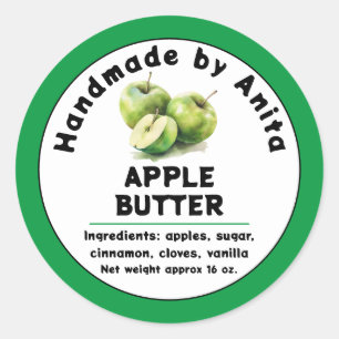 Modern Apple Butter Jelly eller Sylt Burk-etikett Runt Klistermärke