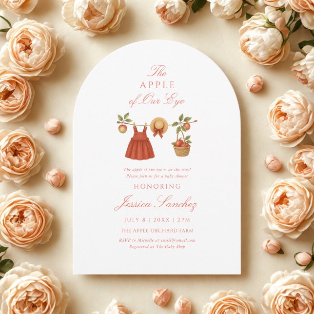 Modern Apple of Our Eye Minimal Baby Shower Inbjudningar (Skapare uppladdad)