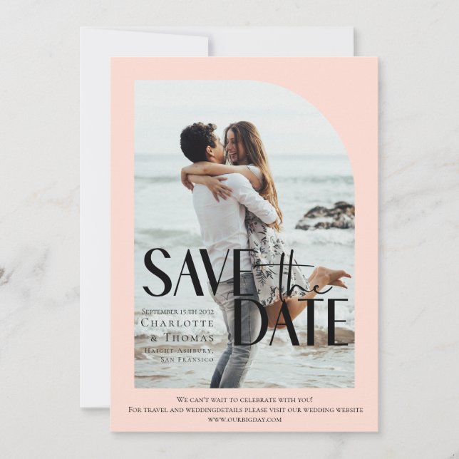 Modern, Apricot Photo-Save the Date Inbjudningar (Framsida)