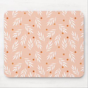 Modern Apricot Rosa Blommigt Löv Mönster Musmatta