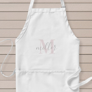 Modern apron med familjenamnet präglat förkläde