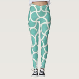 Modern Aqua Abstrakt Mönster Leggings