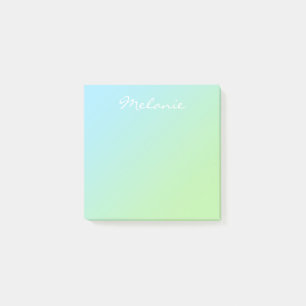 Modern Aqua Blue Grönt Ombre-skript Post-it Block