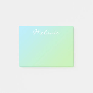 Modern Aqua Blue Grönt Ombre-skript Post-it Block
