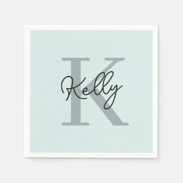Modern Aqua Blue Monogram-skript Pappersservett
