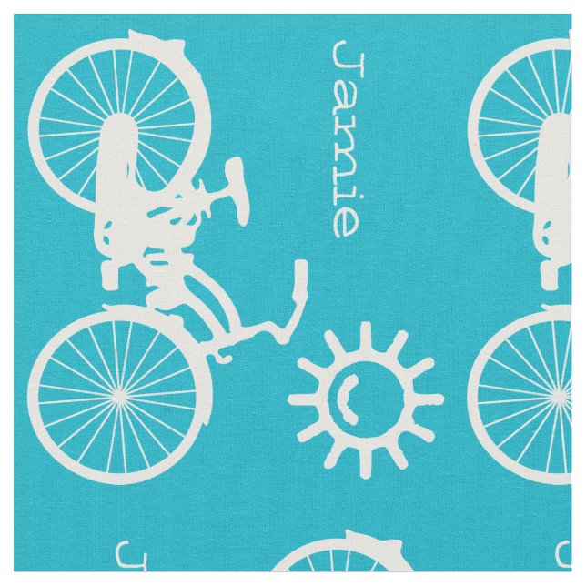Modern Aqua Blue Sunshine Bicycle Personlig Tyg (Närbild)