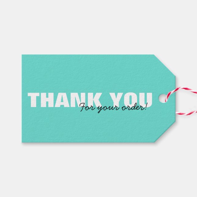Modern Aqua Blue-Tack för din orderhängning Presentetikett (Framsidan (Horizontal))