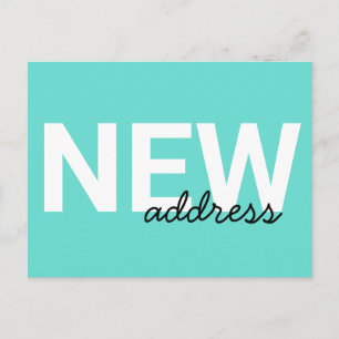 Modern Aqua Blue Typography-Flytta Vykort