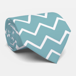 Modern Aqua Blue & White Chevron Zig Zag Neck Tie Slips