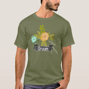 Modern Aqua Chalkboard Groom Bröllop T-shirt