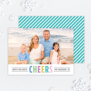 Modern Aqua Cheers Glad helg Photo Julkort