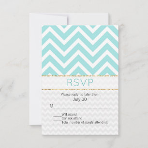 Modern Aqua Chevron-Bröllop OSA Kort